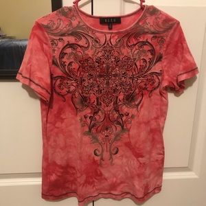 NWOT Embellished Tye-Dye Knit Shirt by B.L.E.U- S